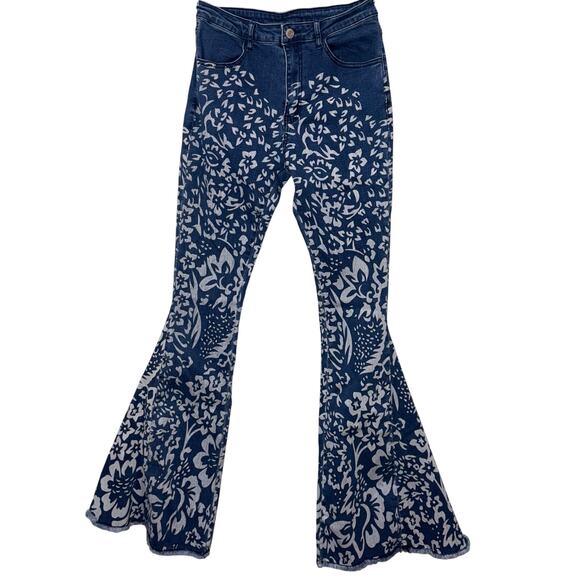 Saints & Hearts Denim - Saints & Hearts Western Cowgirl Wide Flare Stretch Denim Jeans Med